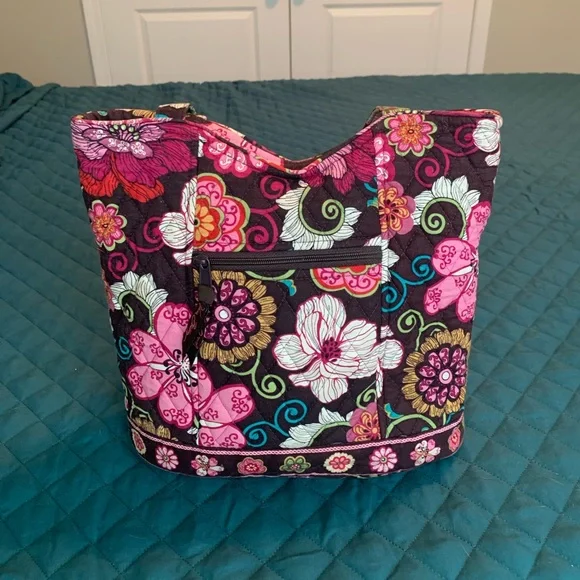 Vera Bradley Shoulder Tote Mod Floral Pink Pattern - Picture 5 of 7